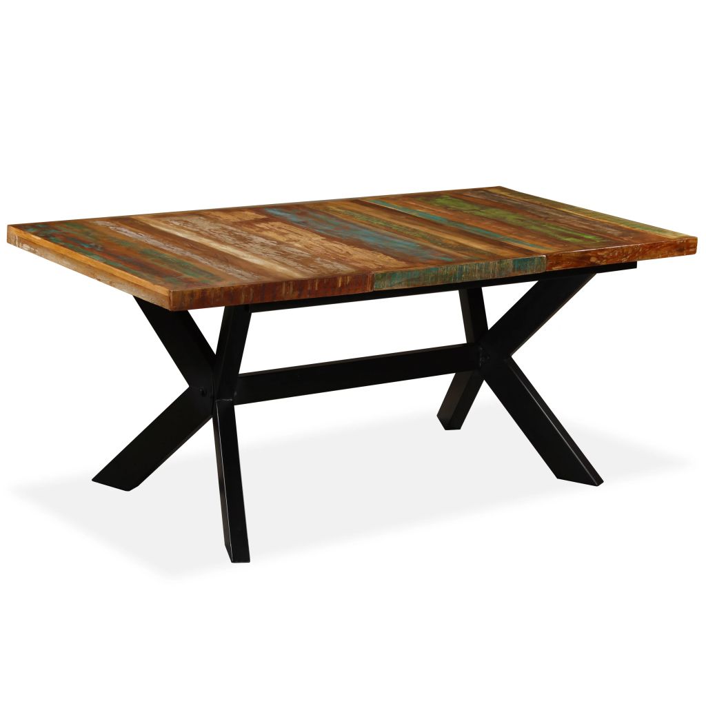 Vidaxl Table De Salle A Manger Bois Massif Recycle Acier 180 Cm