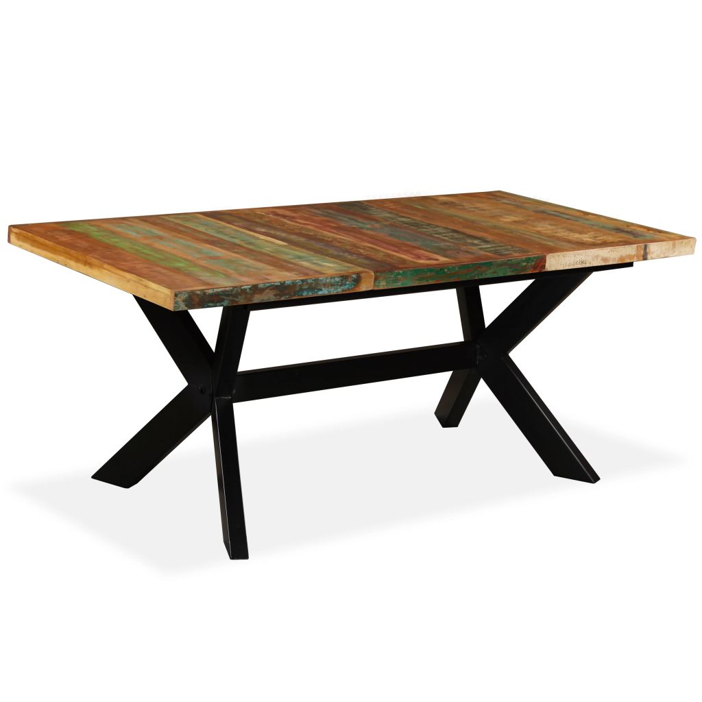 Vidaxl Table De Salle A Manger Bois Massif Recycle Acier 180 Cm