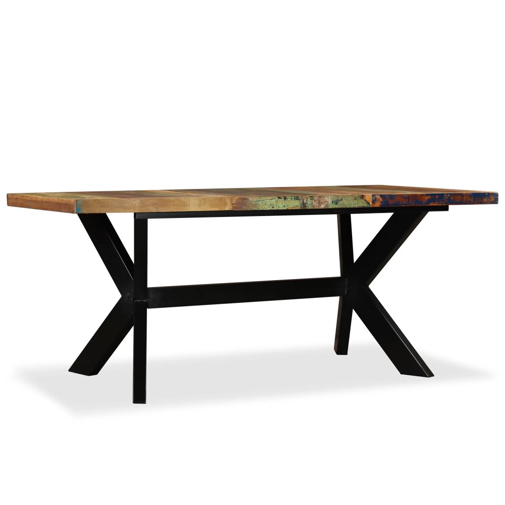 Vidaxl Table De Salle A Manger Bois Massif Recycle Acier 180 Cm