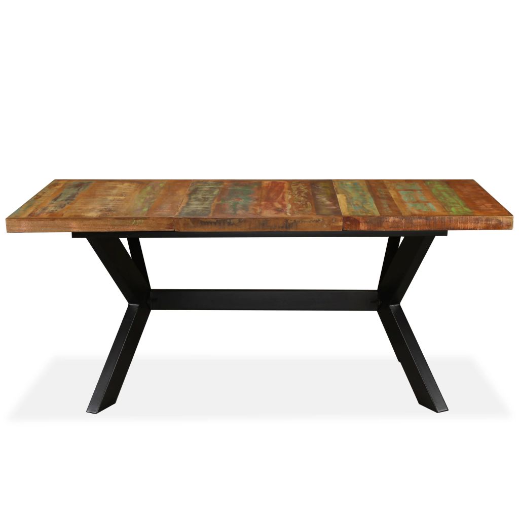 Vidaxl Table De Salle A Manger Bois Massif Recycle Acier 180 Cm