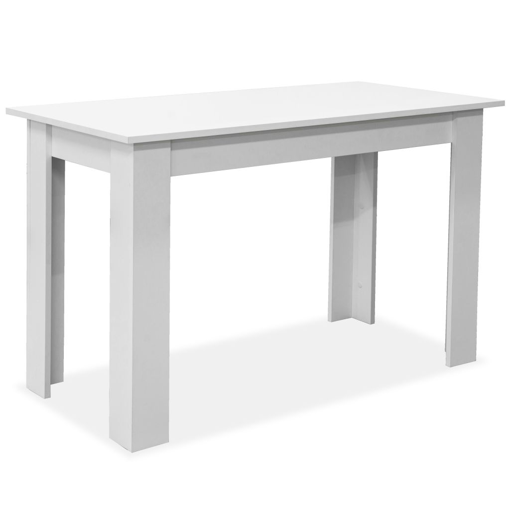 Vidaxl Table De Salle A Manger Et Bancs 3 Pcs Agglomere Blanc