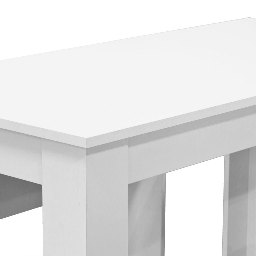Vidaxl Table De Salle A Manger Et Bancs 3 Pcs Agglomere Blanc