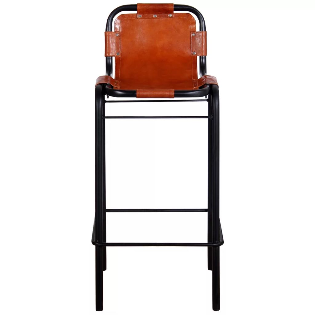 Tabourets De Bar Vidaxl Cuir Veritable Marron Lot De 2 Style Industriel