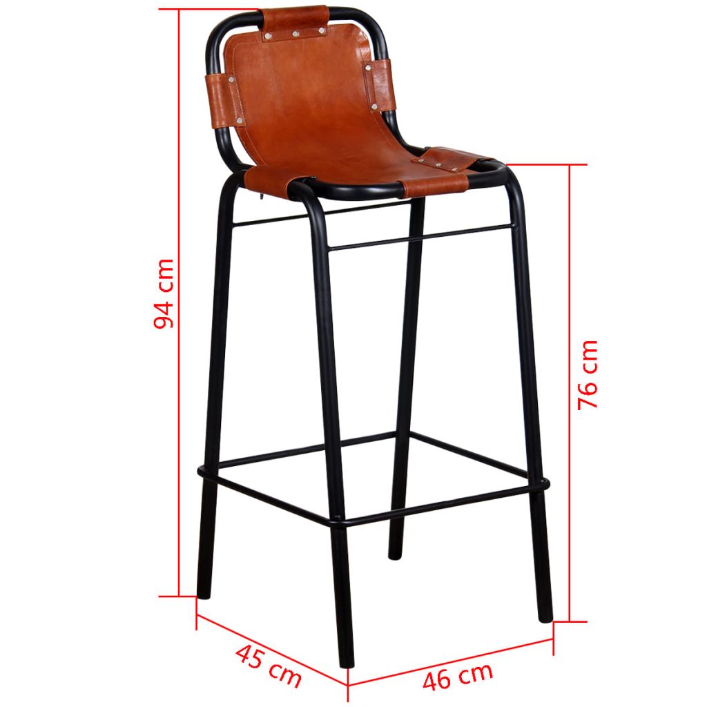Tabourets De Bar Vidaxl Cuir Veritable Marron Lot De 2 Style Industriel