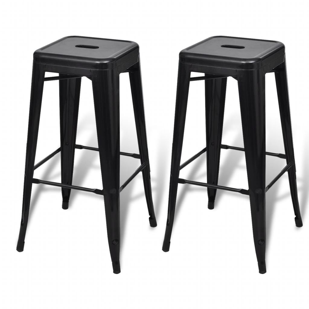 Lot De 2 Tabourets De Bar, En Acier, Vidaxl, Noir, 43 X 43 X 76 Cm