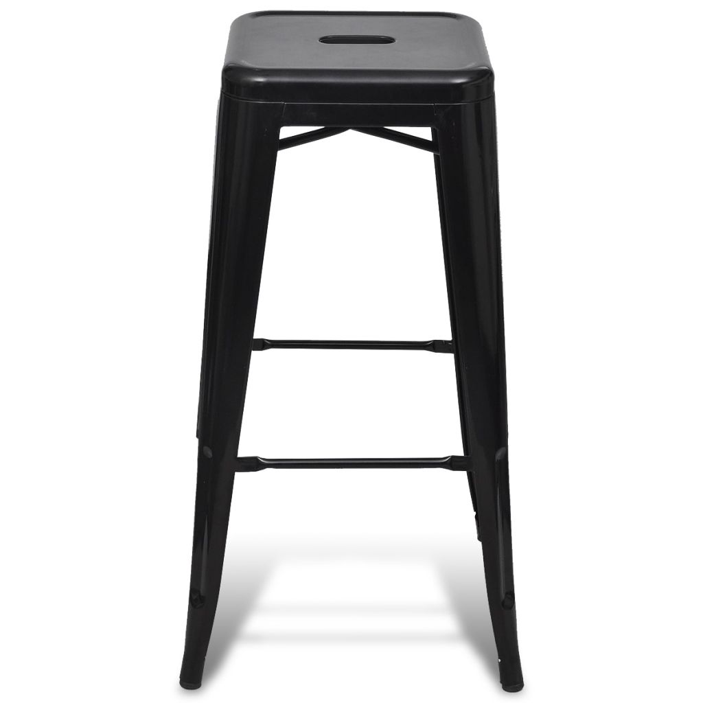 Lot De 2 Tabourets De Bar, En Acier, Vidaxl, Noir, 43 X 43 X 76 Cm