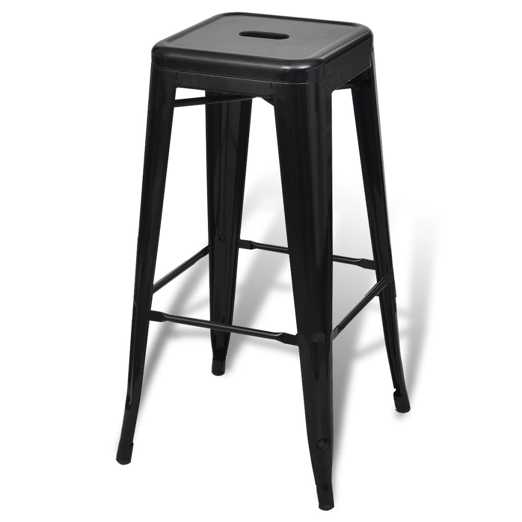 Lot De 2 Tabourets De Bar, En Acier, Vidaxl, Noir, 43 X 43 X 76 Cm