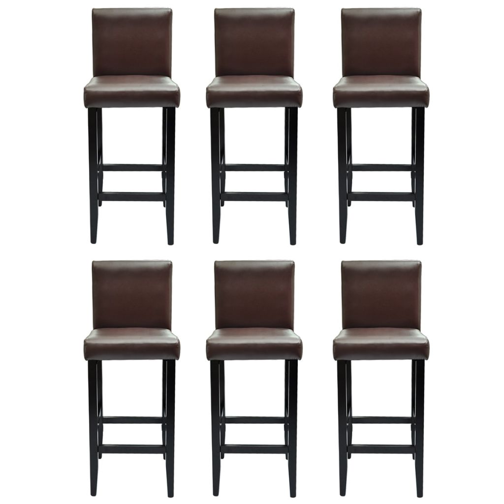 vidaXL Tabouret de bar 6 pcs Cuir artificiel Marron