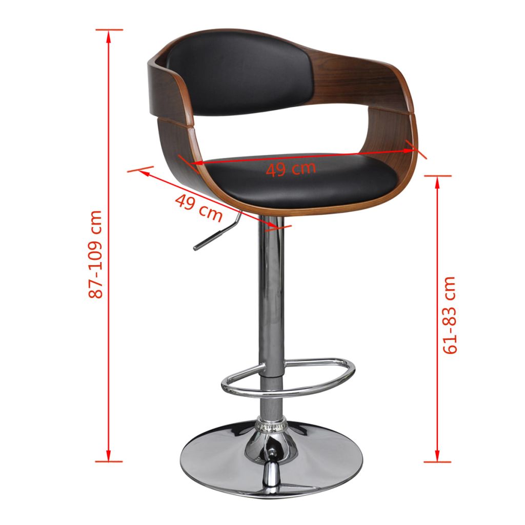 Vidaxl Tabouret De Bar Bois Courbe Et Similicuir
