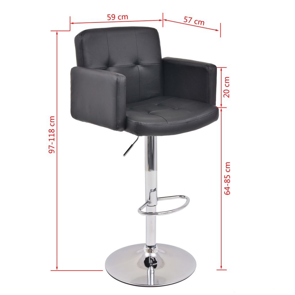 Vidaxl Tabouret Pivotant De Bar 2 Pcs Cuir Artificiel Noir