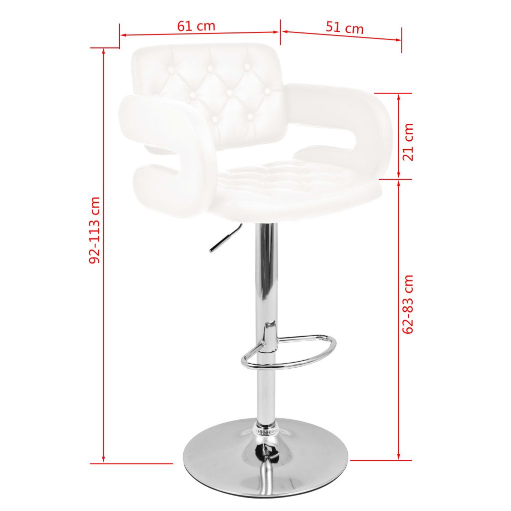 Vidaxl Tabouret Pivotant De Bar 2 Pcs Cuir Artificiel Blanc
