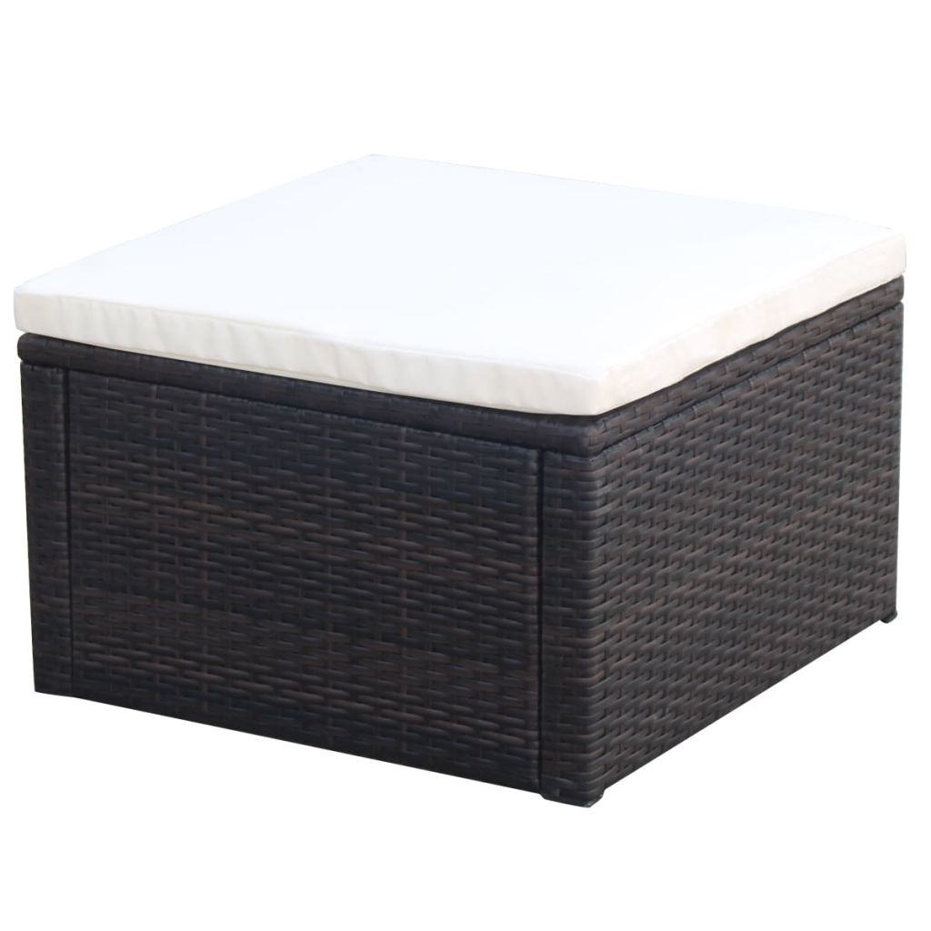Vidaxl Tabouret Repose Pied Resine Tressee 53 X 53 X 30 Cm Marron