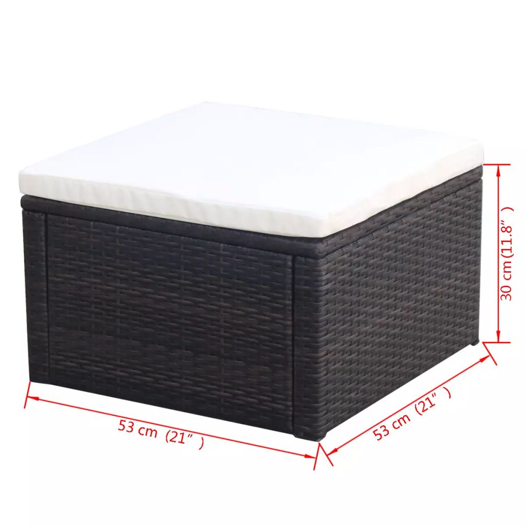 Vidaxl Tabouret Repose Pied Resine Tressee 53 X 53 X 30 Cm Marron