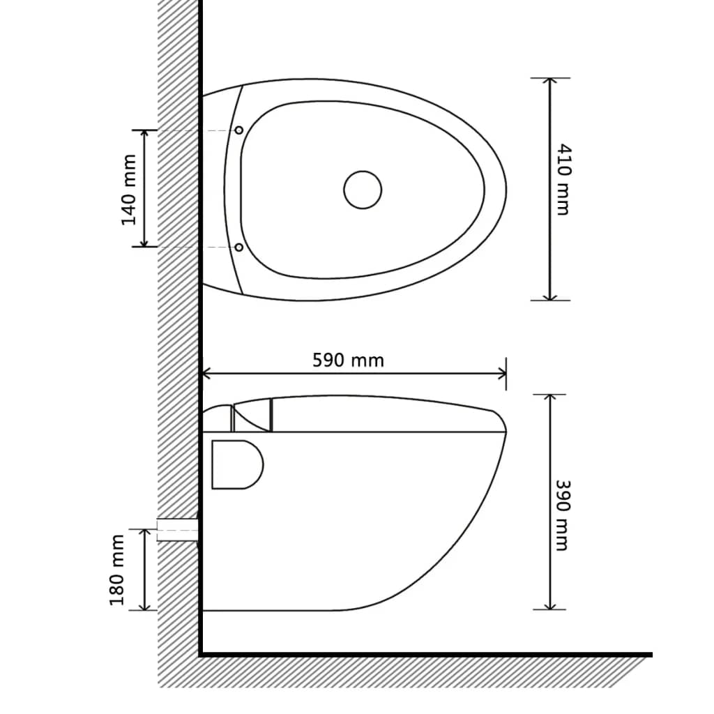 Vidaxl Toilette Murale Avec Reservoir Cache Design D??uf Noir