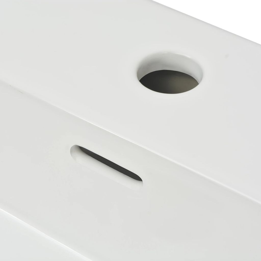 Vasque En Ceramique Blanche Vidaxl - 76x425x145 Cm - Rectangulaire - A Poser