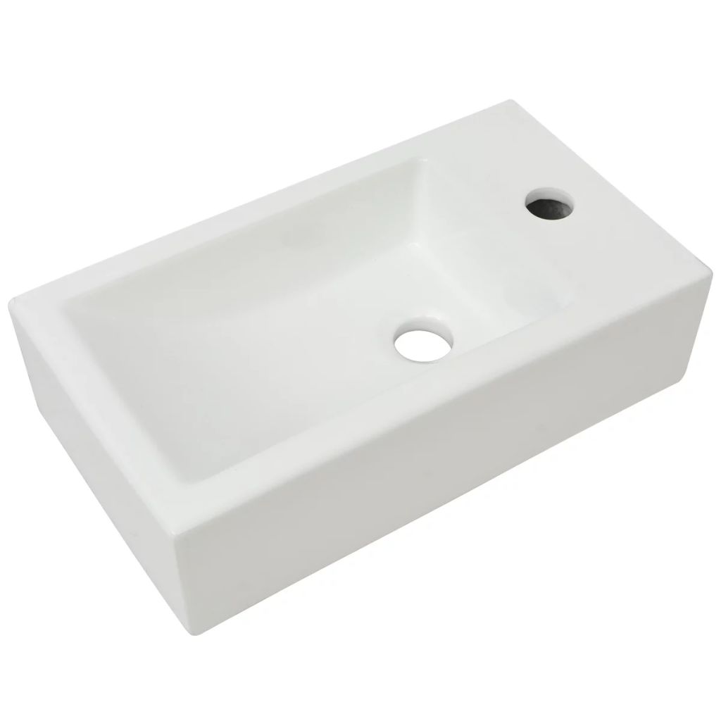 Lavabo En Ceramique Vidaxl Rectangulaire Blanc Design Moderne Et Elegant