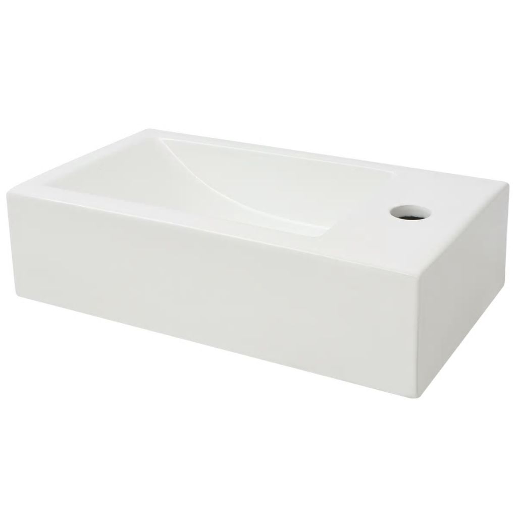 Lavabo En Ceramique Vidaxl Rectangulaire Blanc Design Moderne Et Elegant