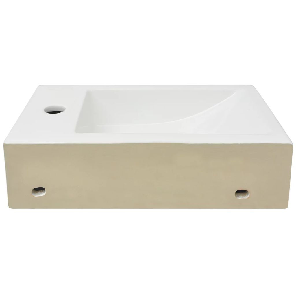 Lavabo En Ceramique Vidaxl Rectangulaire Blanc Design Moderne Et Elegant
