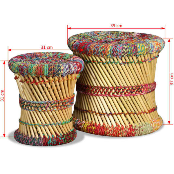 Tabourets - Vidaxl - Multicolore - Bois Massif - Pliant - Style Ethnique