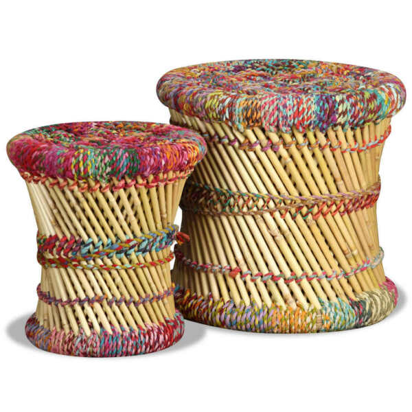 Tabourets - Vidaxl - Multicolore - Bois Massif - Pliant - Style Ethnique