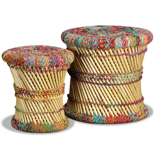 Tabourets - Vidaxl - Multicolore - Bois Massif - Pliant - Style Ethnique