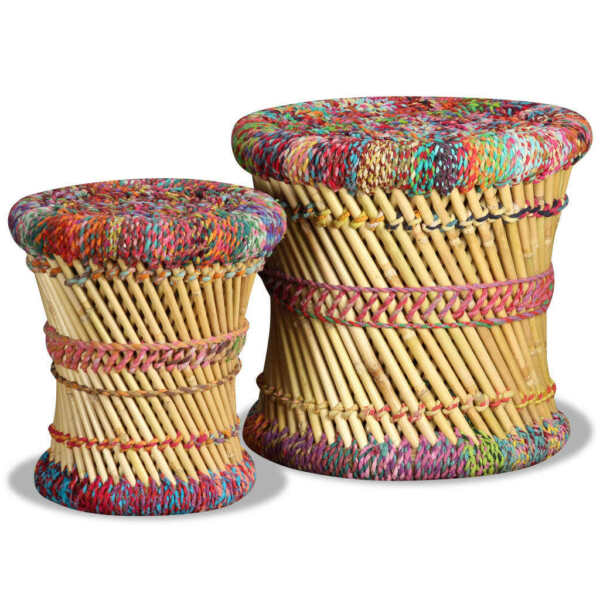 Tabourets - Vidaxl - Multicolore - Bois Massif - Pliant - Style Ethnique