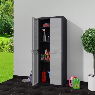 vidaXL Armoire de rangement de jardin avec 3 etageres Noir et gris