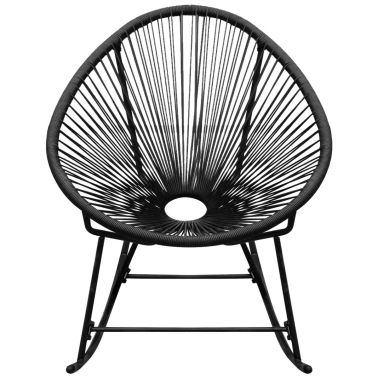 vidaXL Chaise a bascule de jardin en rotin synthetique noir