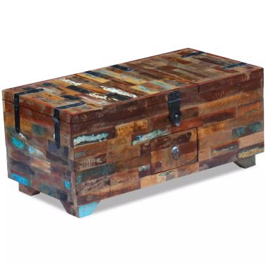 Vidaxl Coffre Table Basse Bois De Recuperation Massif 80 X 40 X 35 Cm