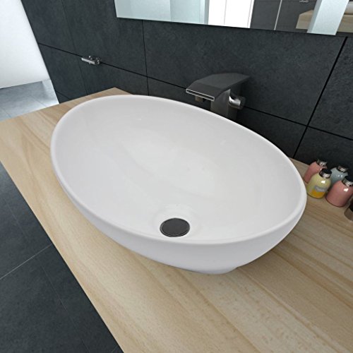 vidaXL Lavabo en Forme Ovale Ceramique  ...