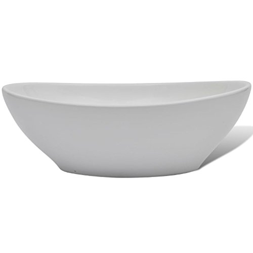 Vidaxl Lavabo Ovale Ceramique Lave Mains Vasque A Poser Salle De Bain Maison 140675