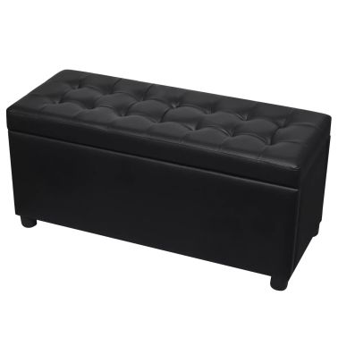 Vidaxl Pouf De Rangement Cuir Synthetique Noir