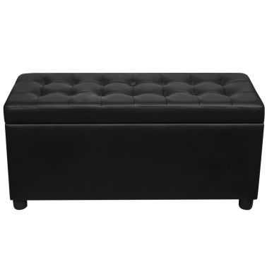 Vidaxl Pouf De Rangement Cuir Synthetique Noir