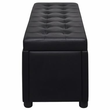 Vidaxl Pouf De Rangement Cuir Synthetique Noir