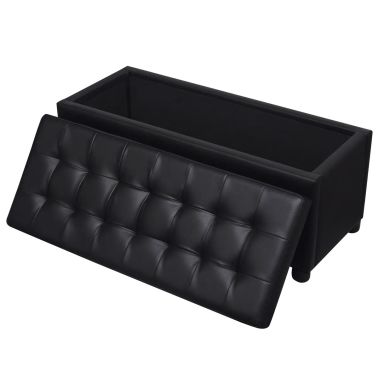 Vidaxl Pouf De Rangement Cuir Synthetique Noir