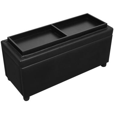 Vidaxl Pouf De Rangement Cuir Synthetique Noir