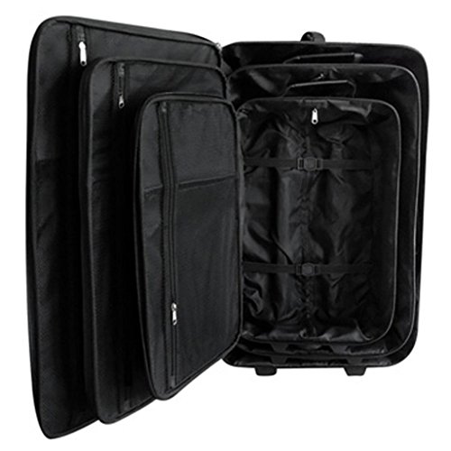 Vidaxl Lot De 5 Bagages Rigides En Tissu Enduit Pvc Noir Inclut Valises A Roulettes Sml Sac De Deplacement Et Trousse 90154