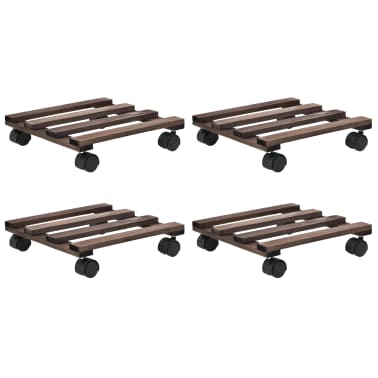 Vidaxl Support Roulant A Plantes Bois De Cedre 4 Pcs 25 X 25 Cm