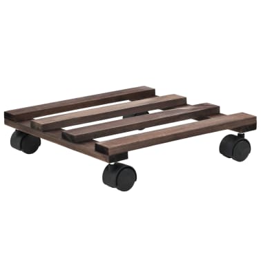 vidaXL Support roulant a plantes Bois de cedre 4 pcs 25 x 25 cm