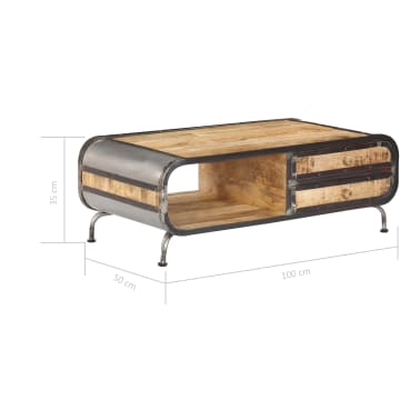 Vidaxl Table Basse 100x50x35 Cm Bois De Manguier Massif 247804