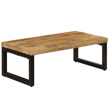 Vidaxl Table Basse 100x50x35 Cm Bois De Manguier Solide Et Acier