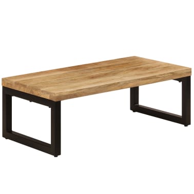 Vidaxl Table Basse 100x50x35 Cm Bois De Manguier Solide Et Acier