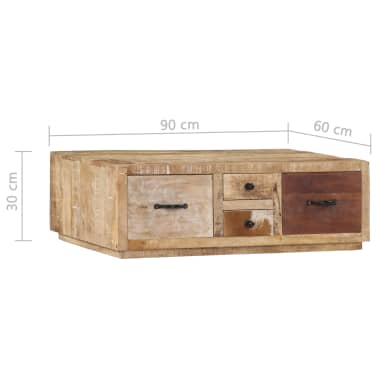 Table Basse Vidaxl Bois De Manguier Massif Rectangulaire Contemporain Design