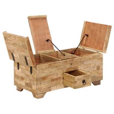 Vidaxl Table Basse Bois De Manguier Massif 80 X 40 X 35 Cm
