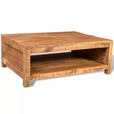 Table Basse Vintage En Bois Massif De Manguier - Vidaxl - Rectangulaire - Marron - Mat