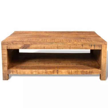 Table Basse Vintage En Bois Massif De Manguier - Vidaxl - Rectangulaire - Marron - Mat