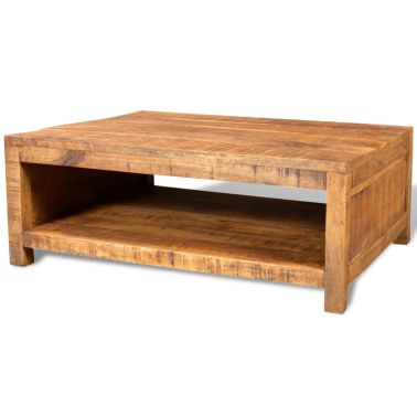 Table Basse Vintage En Bois Massif De Manguier - Vidaxl - Rectangulaire - Marron - Mat