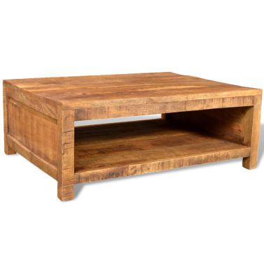 Table Basse Vintage En Bois Massif De Manguier - Vidaxl - Rectangulaire - Marron - Mat