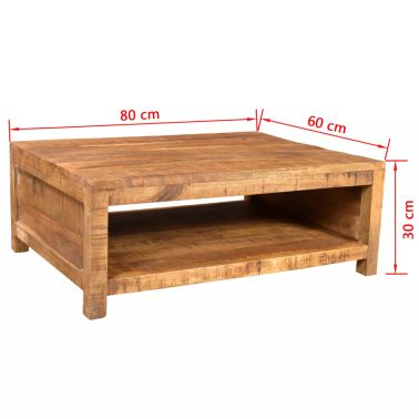 Table Basse Vintage En Bois Massif De Manguier - Vidaxl - Rectangulaire - Marron - Mat