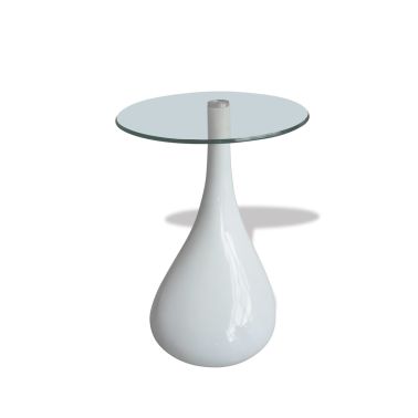 Vidaxl Table Basse Et Dessus De Table Verre Rond Blanc Brillant 2 Pcs 240322